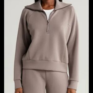 SPANX Women's Taupe Zip-Up Sweatshirt